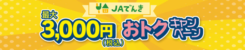 JAでんき最大3000円(税込)おトクキャンペーン